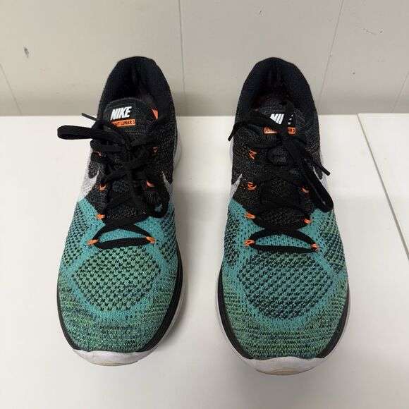 Nike Flyknit Lunar 3 Black/Hyper Jade/Total Orange/White 698181-008 Men 10 EUC - Picture 3 of 12